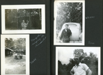 1947 McCormick's Creek State Park - Mary Ellen ringing the dinner bell. Hank (Henrietta Clayton future wife of Hal Fryar [Harlow]). Wendy. Russ Roberts.