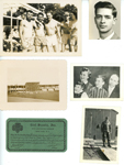 loose items - Rivi? John portrait. Russie and family. Rosemary Girl Scout card. Russie in front of barn.