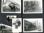 Car in transport. Enter Michigan state line sign. Pokagon entrance sign. ROsemary and John in snow. Hotel Hendry (long list of names on back of photo).