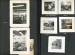 Tucker Car in Chicago showroom. Engine of Tucker auto '49 opposed six. Lynn Messersmith. John with Chevy parked on Carrollton in front of 6123. John in 6122 yard with Glen's Cushman.