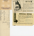 loose items - Huster's Indian Store - Williams, Arizona. Stix adhesive order form.