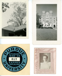 loose items - 6122 roof TV antenna. Purdue can sticker. unidentified portrait.