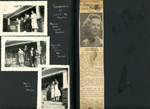 Thanksgiving at 3845 Capitol porch. Melvin, Doris, Louise, Eleanor. Dorothy, Bill Becky. Curt. Louise. Bruce, Doris, Vonnie. newspaper clipping - Thelma Pfaffenberger to wed Robert Lockhart.