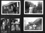 1949 Thanksgiving at 3845 Capitol porch - Melvin Lehman, Bill Waldron, Lida May (Smith) Lehman, Joe Smith, Curt Letsinger. Vonnie and Curt. In yard - Vonnie, Bess Gruesbeck, Dorothy Tapscott. Warren and Marjorie.