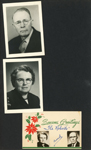 portraits - John E Hague and Edna Roberts.  Christmas card from Edna and Russel Roberts. 