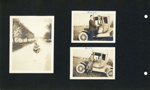man crouching in road. Girstle and Edith standing by car.