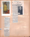 newspaper clipping - John Strange School unveils portrait of dead principal. newspaper clipping - John B Hessong obit.