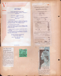 School 80 rubber for the war.  Girstle post office employment record 1942. newspaper clipping - Joseph Dawson to wed Ann Ostrander. LHSAA Tourney ticket. newspaper clipping - Mrs Milholland garden club.