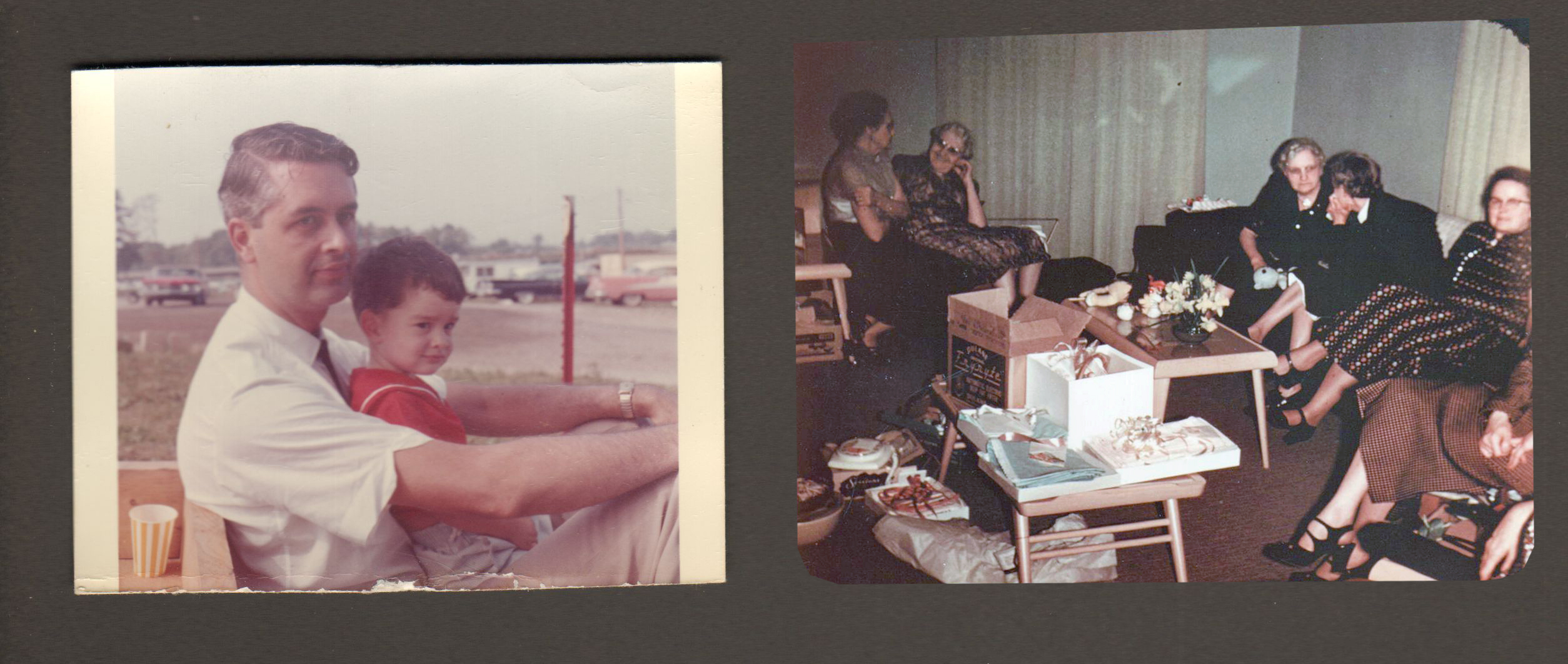 loose photos - John and Alan. 6122 Carrollton living room - Edna Dodd, Nora Hague(?), Nora Dawson(?), ___, Edna Roberts.