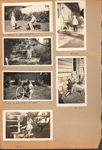 John and Joe Whicker (6114 Carrollton) riding toy car in yard. John in sandbox with tiny chair and car steering wheel. With Girstle's bicycle at back of 6122. 20 months (1931) at back door with balloon and toy cat.