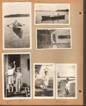 Crooked Lake 1934 - John in row boat. John and Glen with a fish. Nora Dawson and John in row boat. Helen and John on steps by door of cabin. John with basket and fish.