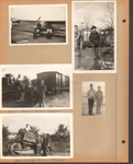 Glen and John with single-engine plane. Glen, Helen, John at Legion Post with tank and train car. Girstle. John and Glen ice skating on frozen yard at 6122 (garage, chicken coop?). on beach.