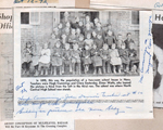 newspaper clipping - 1895 photo Nora School (#10 Cummings teacher of John W Dawson, grandpa - Margaret Cox.