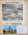 newspaper clipping - aerial North Central HS campus. North Church postcard. God Is Like: