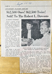 newspaper clipping - Robert Dawson buys Governor's mansion