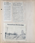newspaper clipping - Funnel clouds damage Wawasee. newspaper clipping - 80-year-old Westfield bridge to be removed. newspaper clipping - old Nora photo 1904 - Newly Bros Elevator - Halford owned this