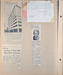 newspaper clipping - One Keystone Crossing opening. newspaper clipping - Lavina Ross obit.  newspaper clipping - Mrs Stoner obit. Note to grandparents from Tracie 1975. 