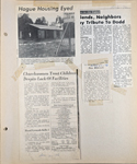 newspaper clipping - Hague Road housing eyed. newspaper clipping - Union Chapel churchwomen. newspaper clipping - Morris Dodd tribute. newspaper clipping - Dan Babcock obit.