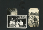 loose page - Probably Claud, Florence and Rosemary on left. Claud and Rosemary sitting on wall.