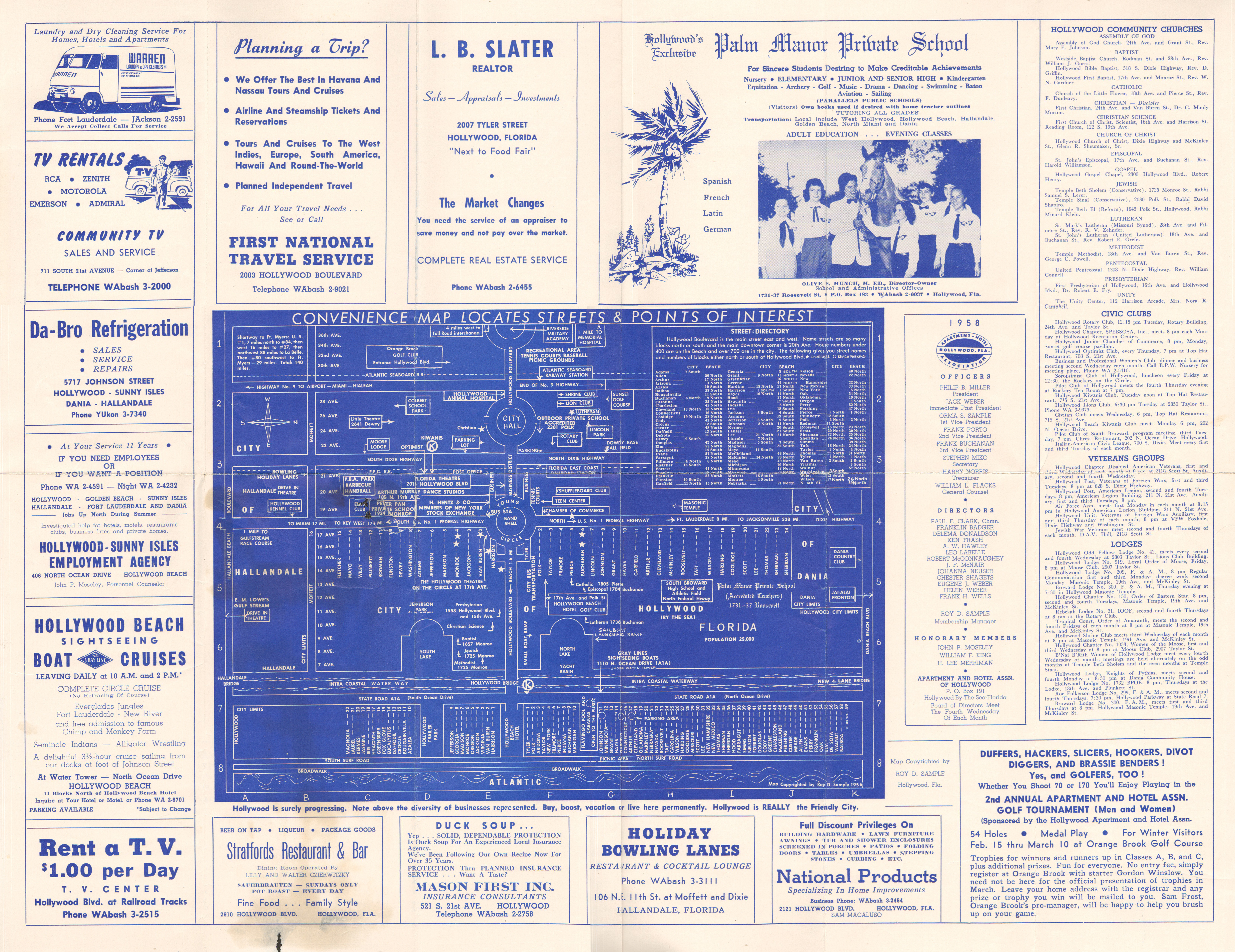 Florida - Hollywood-by-the-Sea tourist guide and map