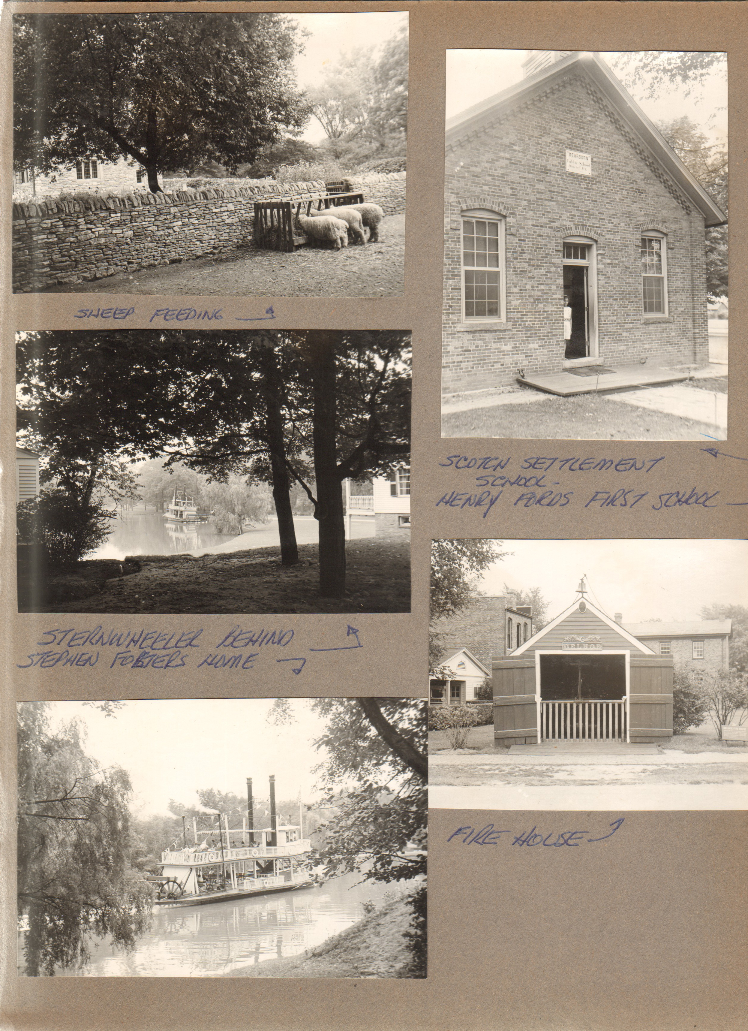 Greenfield Village - Detroit, MI - sheep feeding. Scotch settlement school. Sternwheeler. Fire house.