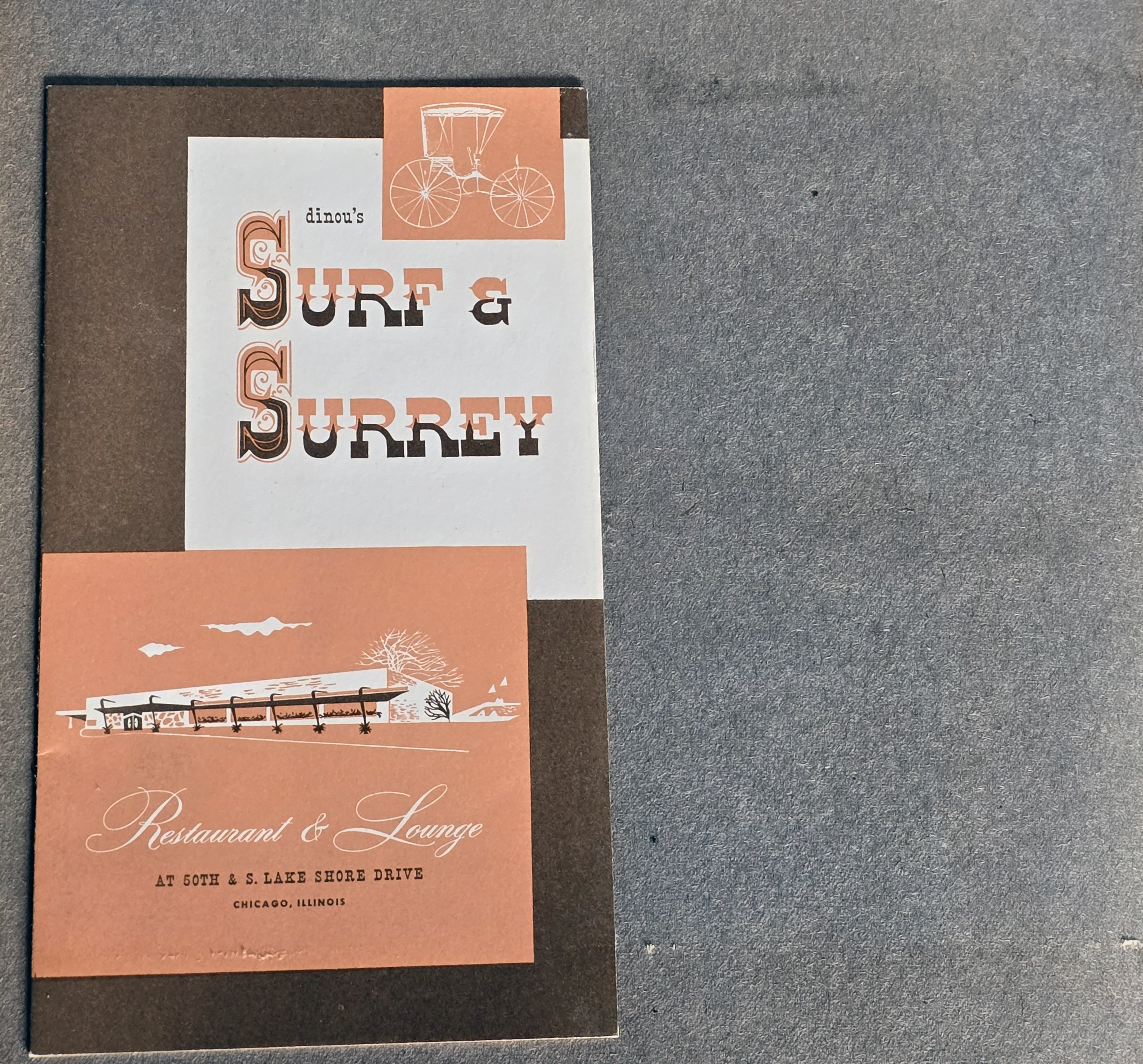 Dinou's Surf & Surrey restaurant menu - Chicago, Ill. 