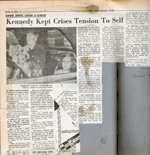 newspaper clipping - Kennedy kept crises tension to self