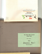 Jamaica Inn Restaurant - Miami - brochure. bread loaf receipt.