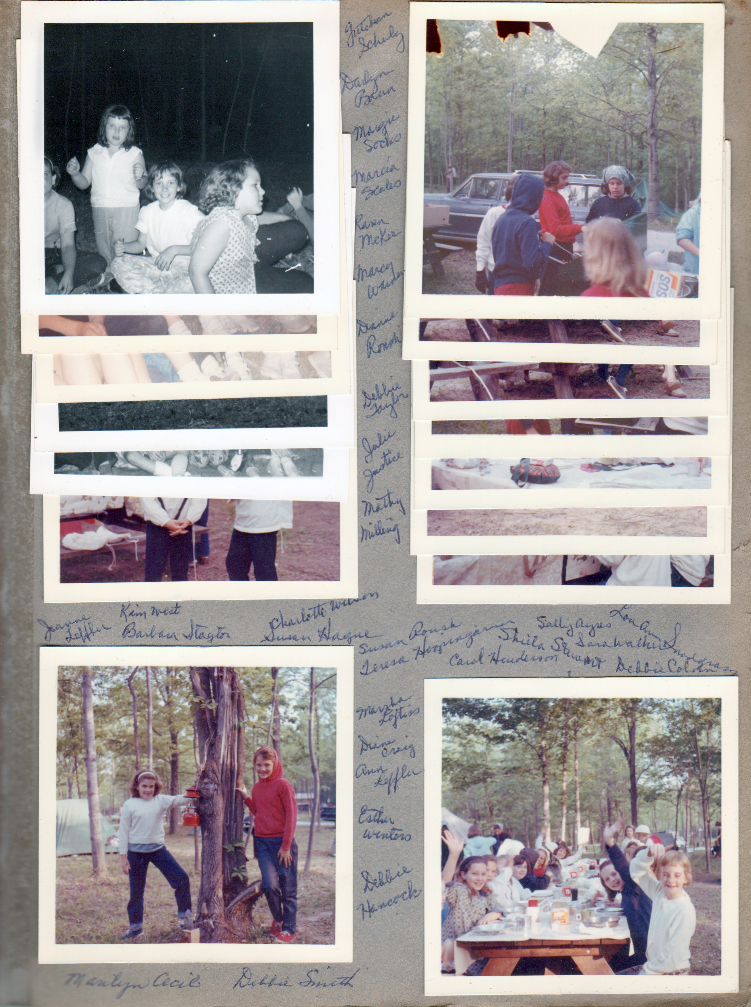 Girl Scouts camping - Gretchen Schultz, Darlyn Baun, Margie Socks, Marcia Scales, Karen McKee, Marcy Warner, Dianne Roush, Debbie Taylor, Julie Justice, Nathy Milling, Jeanne Leffler, Kim West, Barbara Stayton, Charlotte Wilson, Susan Hague, Susan Roush, Teresa Hoopingarner, Carol Henderson, Sheila Stewart, Sally Ayres, Sara Walker, Lou Ann Snodgrass, Debbie Colvin, Marsha Loftiss, Diane Craig, Ann Leffler, Esther Winters, Debbie Hancock, Marilyn Cecil, Debbie Smith. 