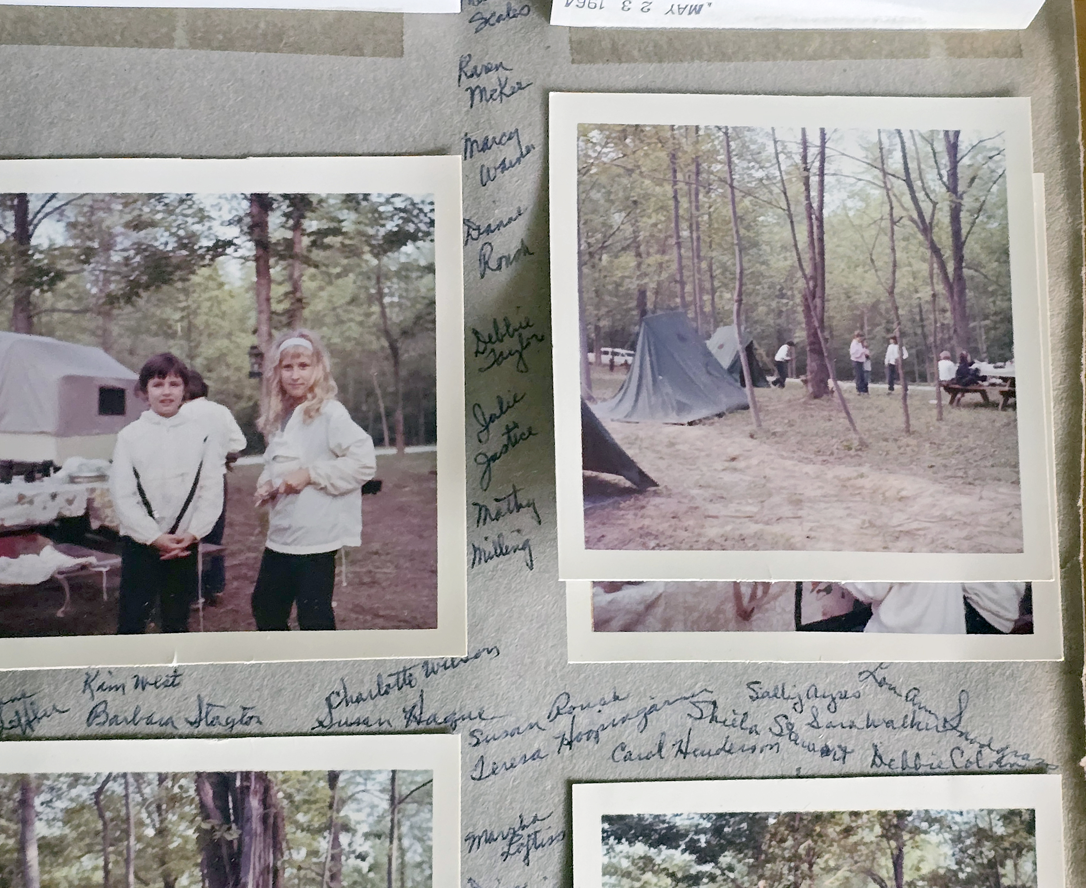 Girl Scouts camping - Gretchen Schultz, Darlyn Baun, Margie Socks, Marcia Scales, Karen McKee, Marcy Warner, Dianne Roush, Debbie Taylor, Julie Justice, Mathy Milling, Jeanne Leffler, Kim West, Barbara Stayton, Charlotte Wilson, Susan Hague, Susan Roush, Teresa Hoopingarner, Carol Henderson, Sheila Stewart, Sally Ayres, Sara Walker, Lou Ann Snodgrass, Debbie Colvin, Marsha Loftiss, Diane Craig, Ann Leffler, Esther Winters, Debbie Hancock, Marilyn Cecil, Debbie Smith.