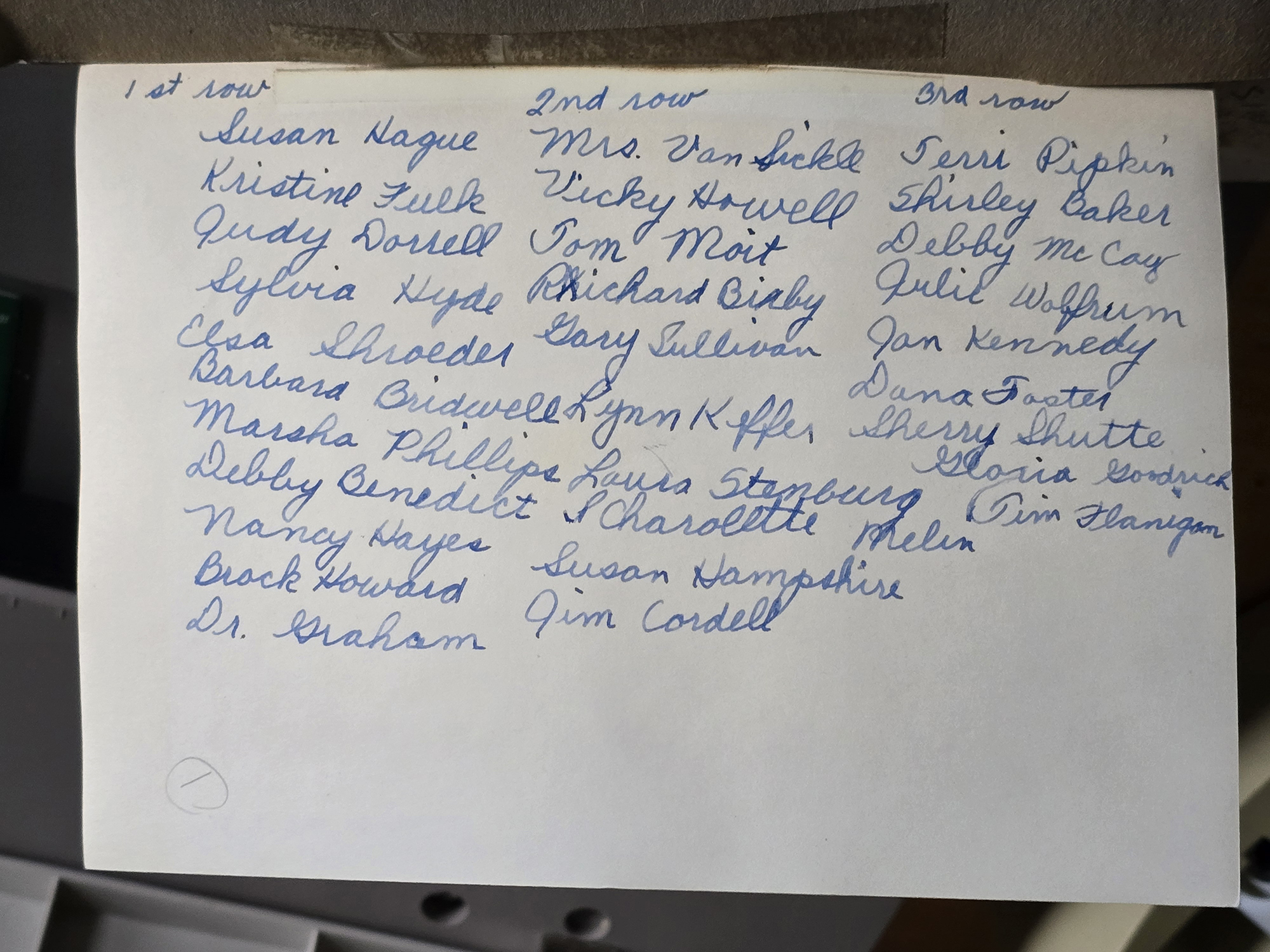 Girl Scouts group portrait - names on back
