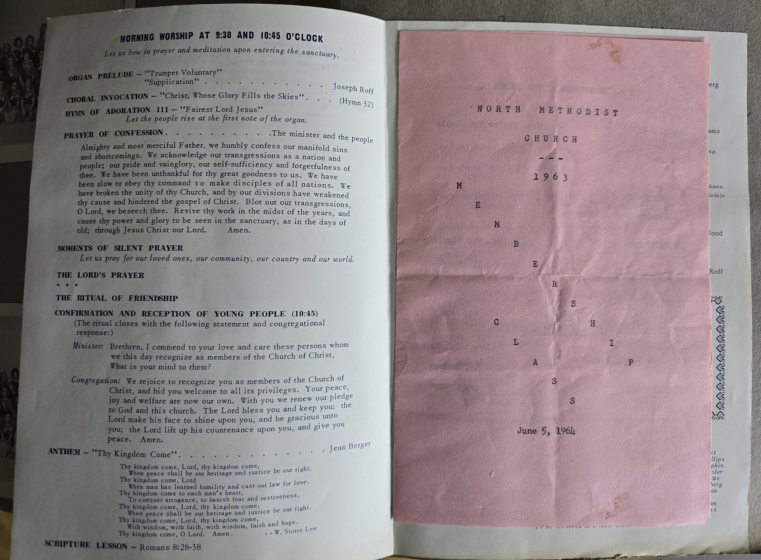 North United Methodist Church bulletin - June 7, 1964