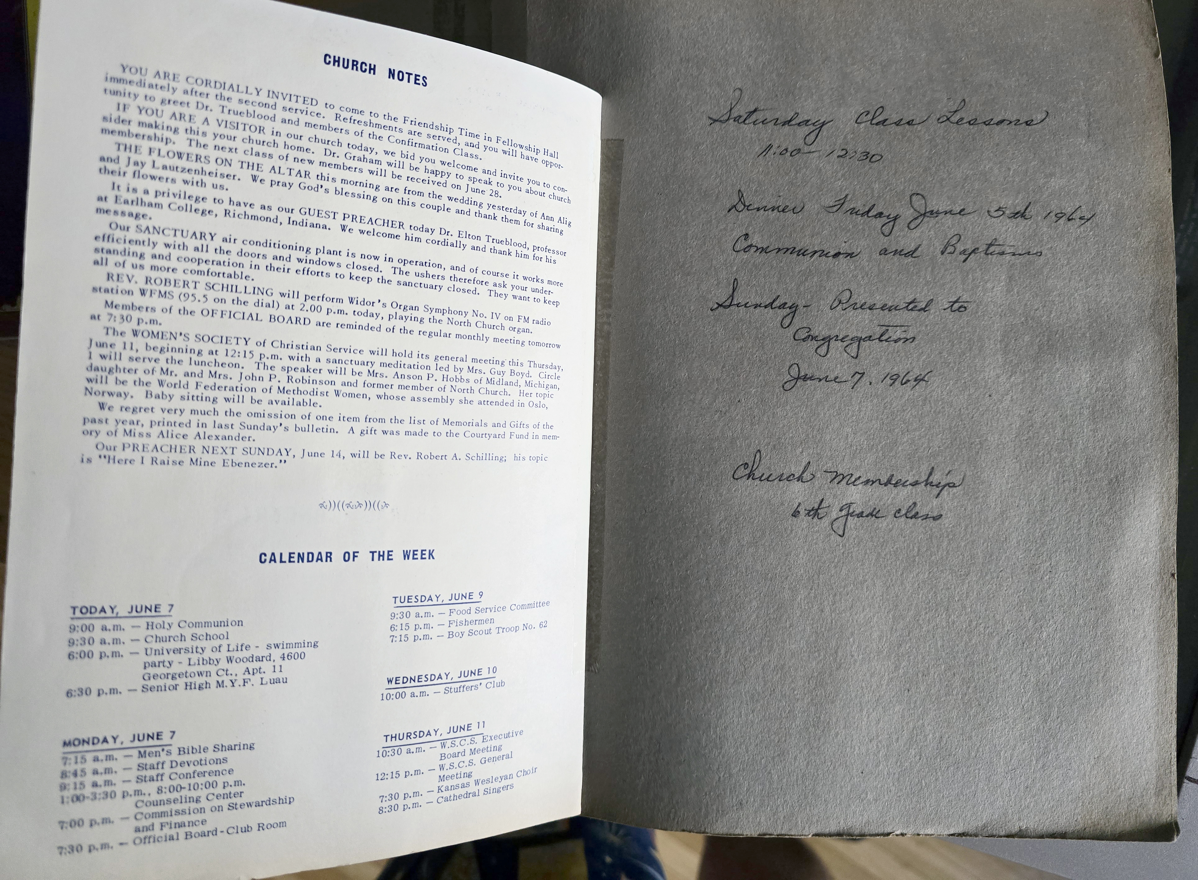 North United Methodist Church bulletin - June 7, 1964