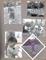 Susan in uniform in yard - Alan. Susie Tuck and Susan in yard. Alan at Riviera Club. Carol Baker, Susan and Alan on 6122 merry-go-round. Susan - Junior Scout - in yard