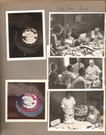 Birthday cake. 6122 dining room - Rosemary, Betty, Dave, Claud.  Florence, Claud, John, Dave, Curt.  Susan, Kenny, Betty.