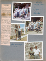 Draper Reunion - Bedford - Group photo (some names) Florence, Claud, Arthur, Vonnie, Curt, Kenny, Dave, Ronnie, Lida May, Louise, Eleanor, Betty, Rosemary. Sara announces her engagement to Warren.