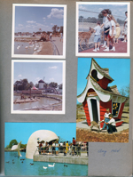 Indianapolis Children's Zoo - Susan and Alan at lake. Lake and windmill. Feeding deer. Postcard Z.1 4DK-911 - Jonah the Whale. Postcard Z.2 4DK-912 - This kids is too young to go to school.