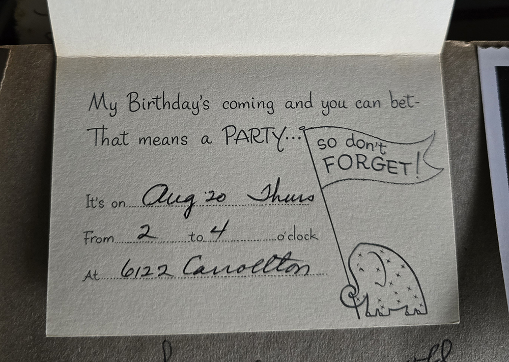 Susan's birthday invite