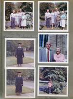 Labor Day - 6122 front yard - Castor beans - Curt, Sara, Warren, Vonnie. Sandy Brawner graduating BRHS. Curt and Vonnie outside of North United Methodist Church. Castor bean - Alan