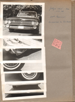 July 6 1964 accident Cadillac - hit by RH Prange. Mark Twain Drive-In Theatre Indianapolis ticket stub.