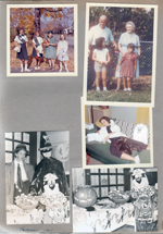 Susan and friends Brownie uniforms. Curt, Vonnie, Cindy, Carole - Wm Morgans at 9311 Parkview Dr. Baton Rouge, 15, La. Rosemary asleep in sofa with Princess and Shakespeare 6122. Susan, Rosemary and Alan ready for Halloween 1964. Susan hobo, Rosemary witch, Alan Yogi Bear.