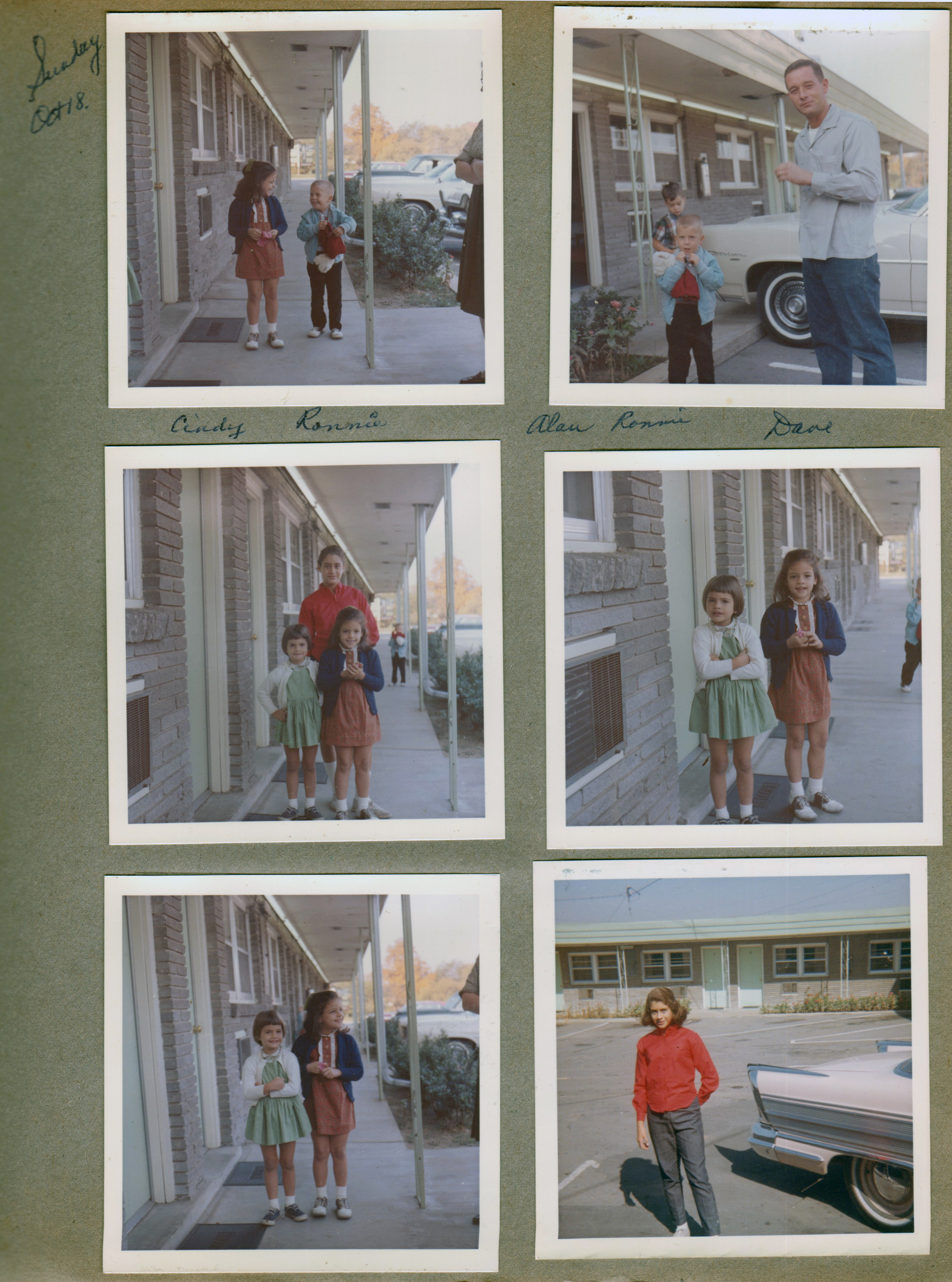 At motel for wedding trip - Cindy and Ronnie. Alan, Ronnie and Dave. Carole, Susan and Cindy.