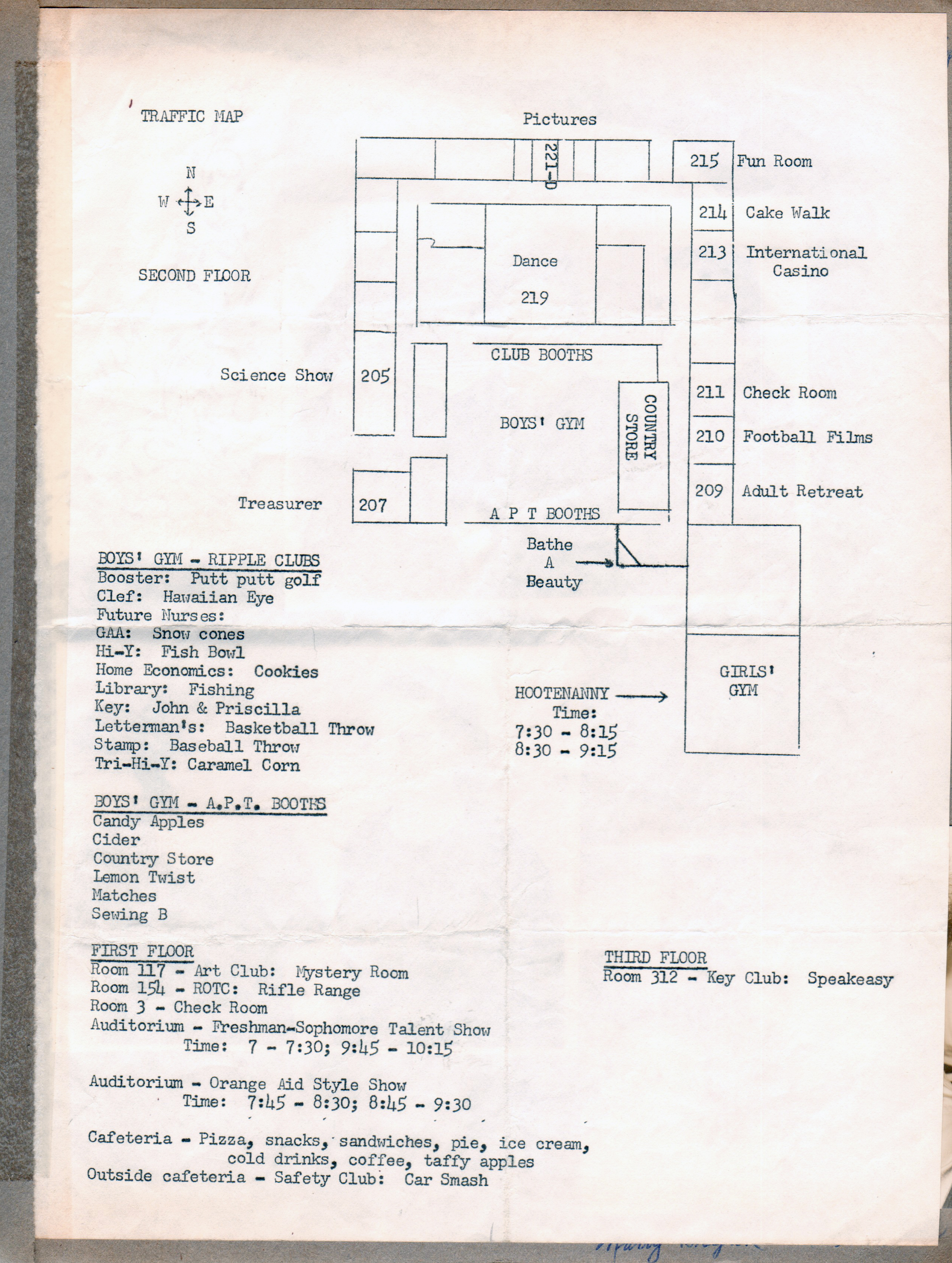 BRHS school map for carnival - old boy's gym.