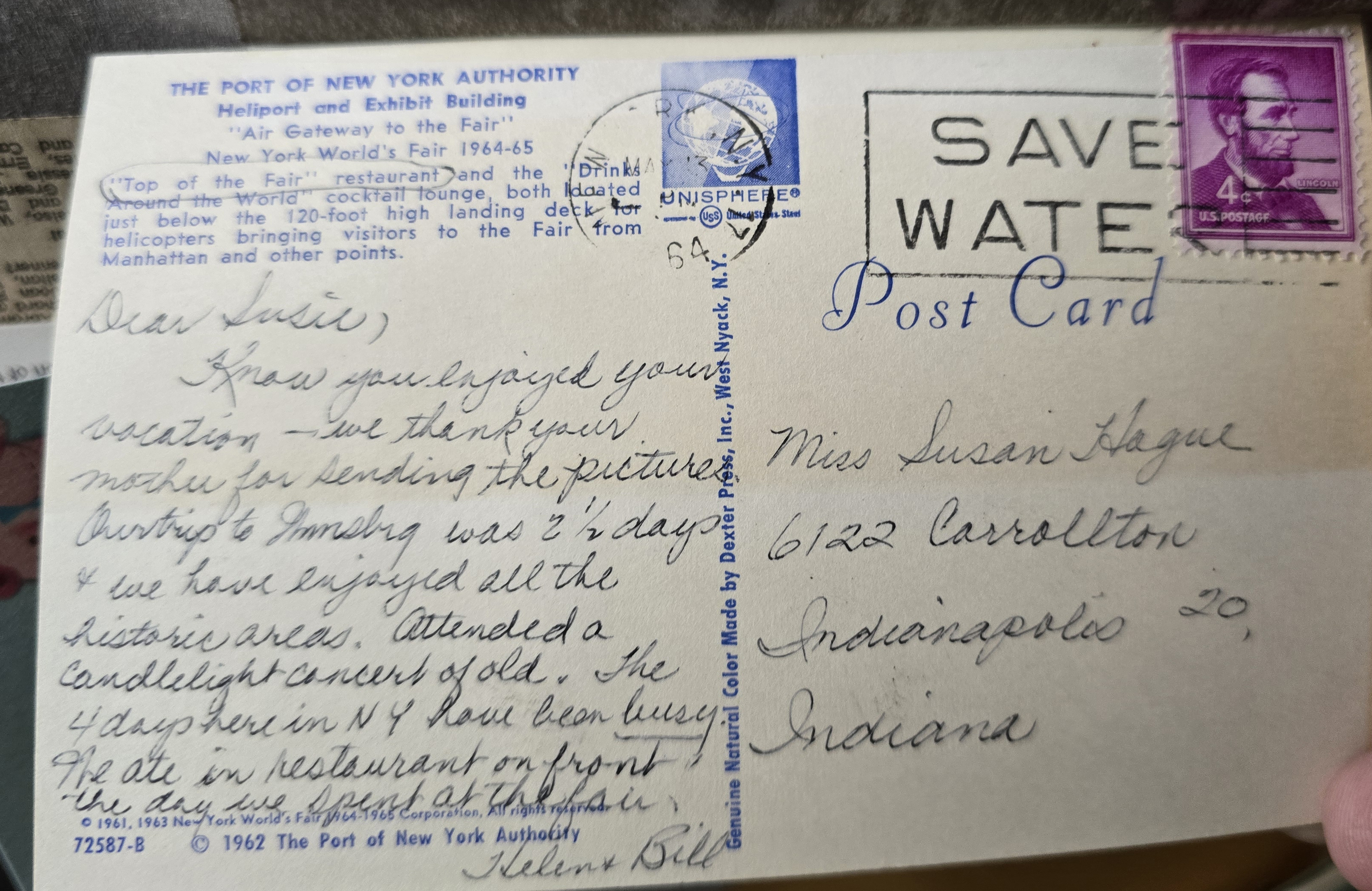 Postcard back 72587-B - The Port of New York Authority. 