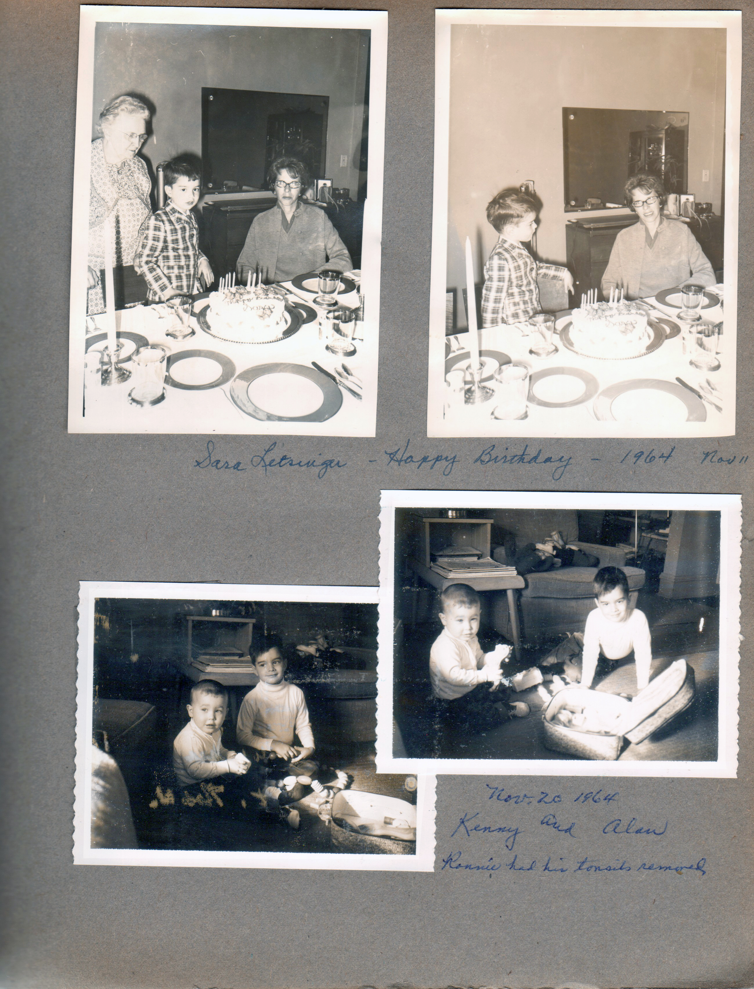 Sara Letsinger Happy Birthday - 6122 dining room - Vonnie, Alan Sara. Living room - Kenny and Alan