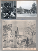 6122 dining room Christmas tree - Alan. Glendale Mall Santa Village and newspaper clipping