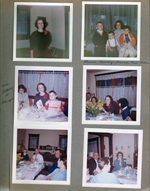 3845 Rosemary. Ronnie, Kenny, Susan and Alan on sofa. Susan, Rosemary and Alan in dining room. Ronnie, Curt, Dave, Betty. Warren and Sara.