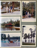 Cypress Gardens - Ocala, FL - Rosemary, Alan and Susan in parking lot. Bridge. Florida pool. Cypress trees