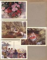 Cypress Gardens - Ocala, FL - Flowers. Rosemary, Susan and Alan on bridge. People on boat ride. Lunch.