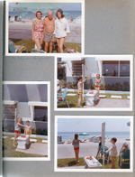 Hollywood Beach - Neptune Apartments - Rosemary, Charles Benfield and Susan. Alan and girl making giant bubbles on shuffleboard court.